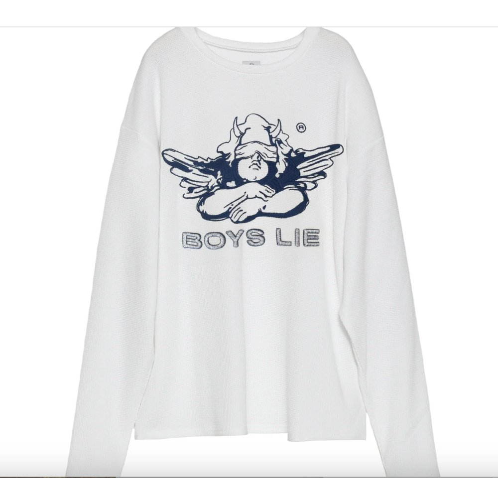 Boys Lie Headliner Thermal Boyfriend Longsleeve in White